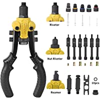 Ginour Pistola Remachadora 3 en 1- 6 Mandriles (M3- M4- M5- M6- M8- M10) 60 Tuercas- 5 Cabezas de remache- 50 Remaches…